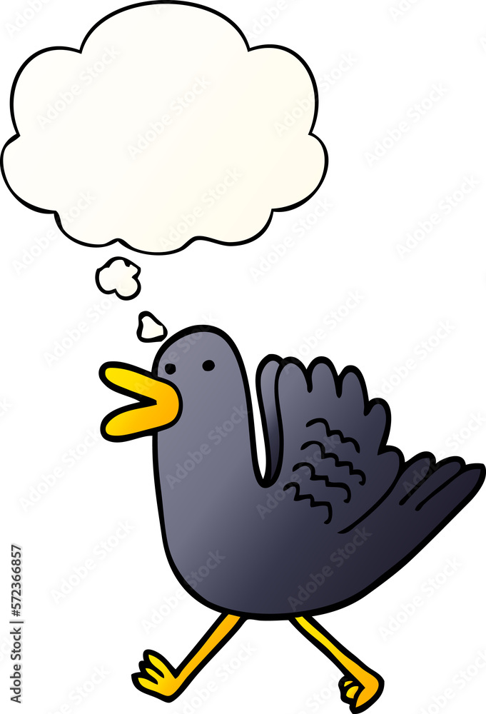 cartoon duck running and thought bubble in smooth gradient style cartoon duck running and thought bubble in smooth gradient style