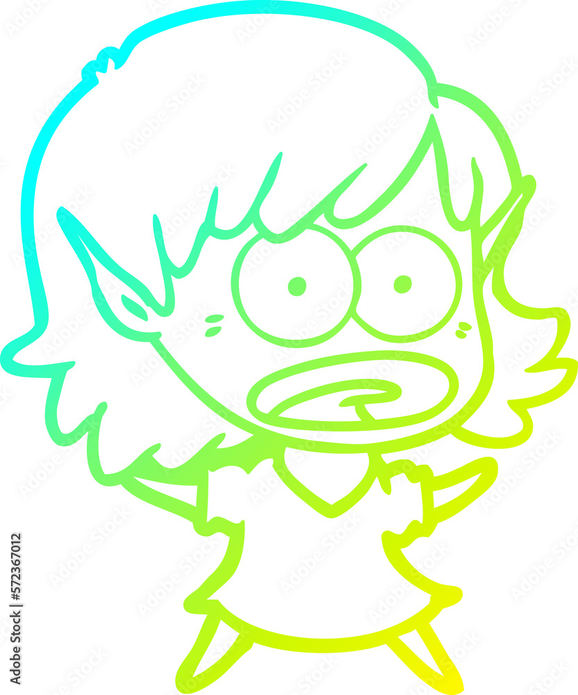 cold gradient line drawing cartoon shocked elf girl cold gradient line drawing cartoon shocked elf girl