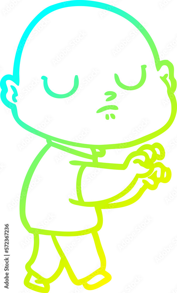 cold gradient line drawing cartoon bald man cold gradient line drawing cartoon bald man