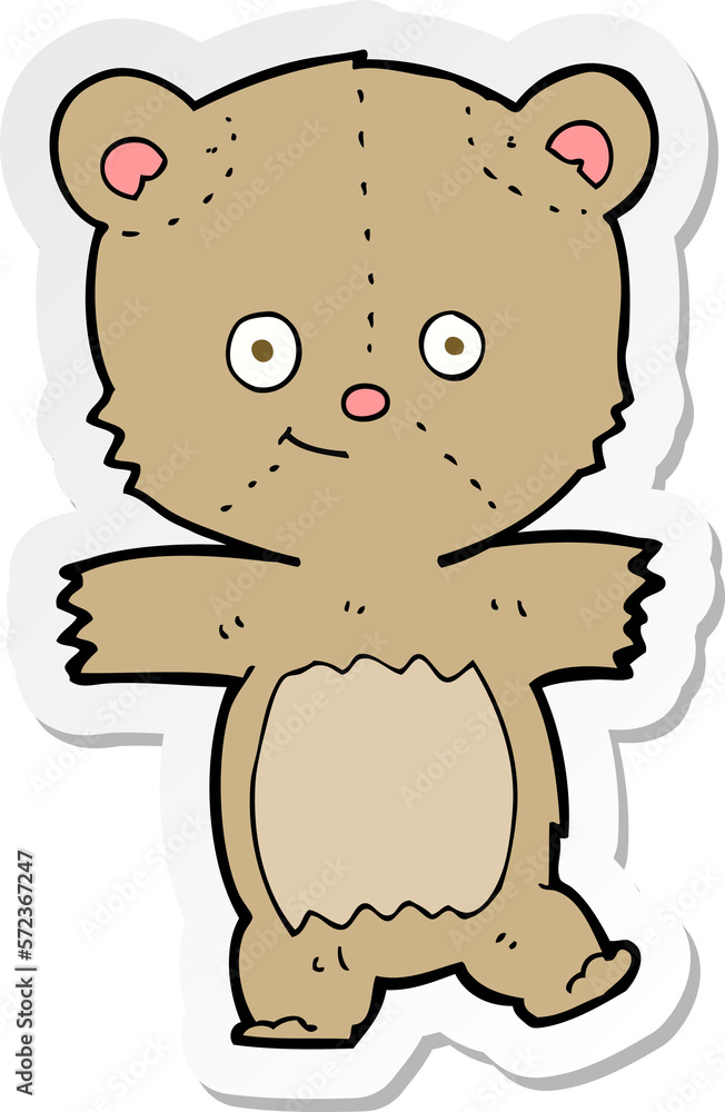 sticker of a cartoon funny teddy bear