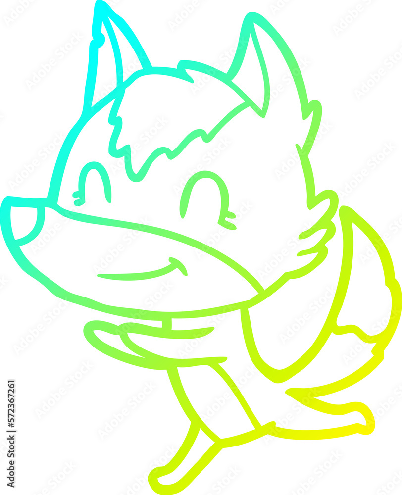 cold gradient line drawing friendly cartoon wolf running cold gradient line drawing friendly cartoon wolf running