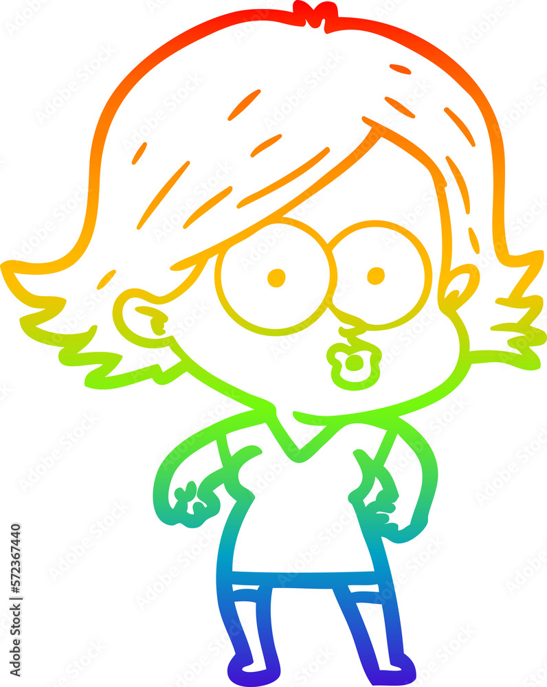 rainbow gradient line drawing cartoon girl pouting rainbow gradient line drawing cartoon girl pouting