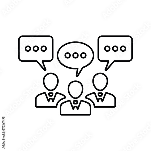 Team discussion icon. Vector illustration. Line symbol. 