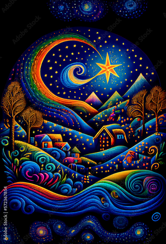 custom made wallpaper toronto digitalGenerative AI render of a blue hour themed illustration