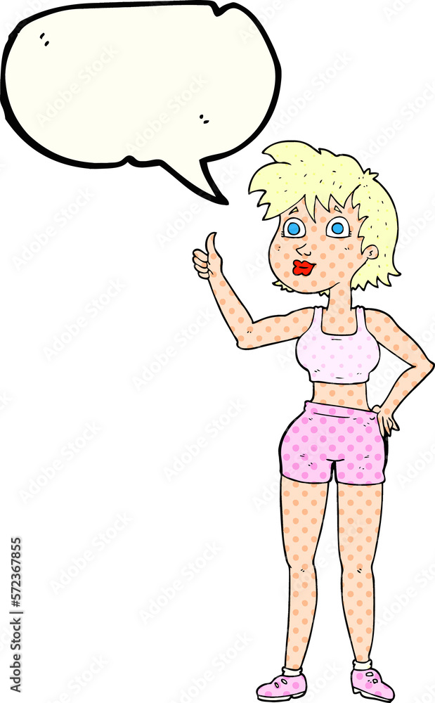 comic book speech bubble cartoon happy gym woman comic book speech bubble cartoon happy gym woman