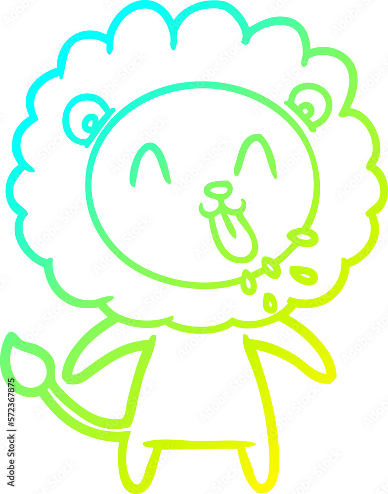 cold gradient line drawing happy cartoon lion cold gradient line drawing happy cartoon lion
