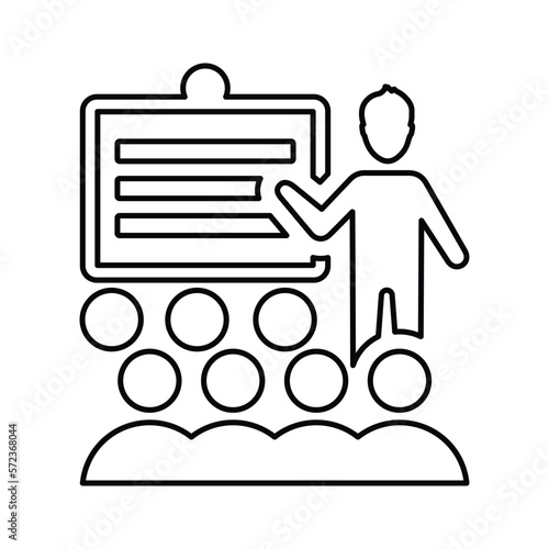 Training, presentation icon. Vector illustration. Outline symbol.