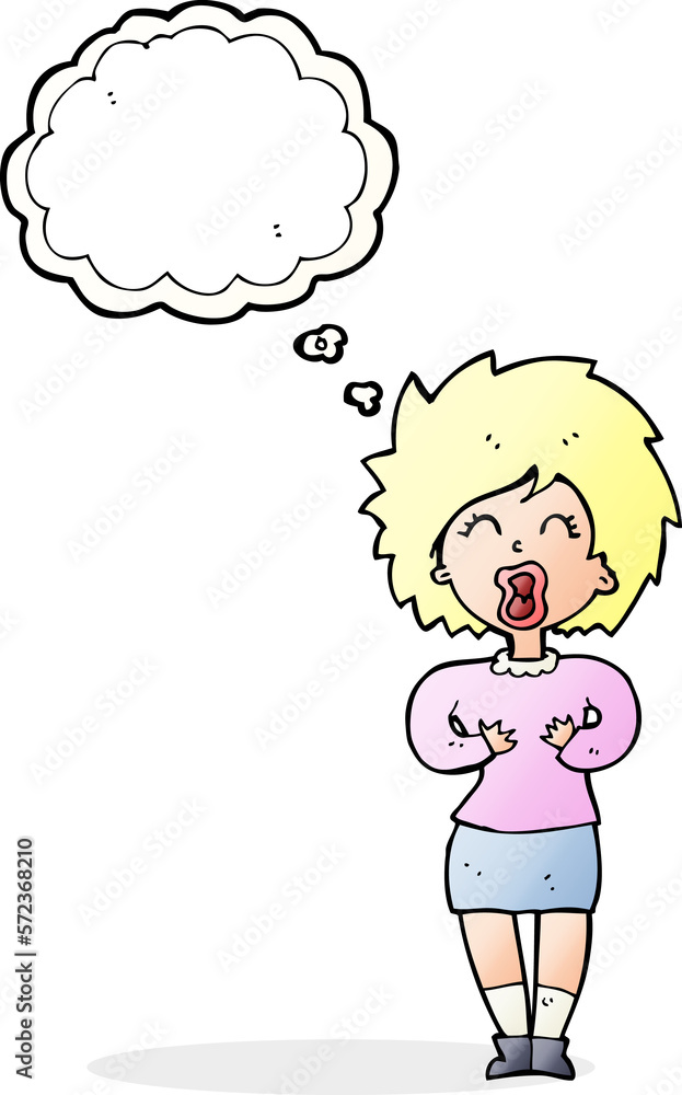 cartoon screaming woman with thought bubble cartoon screaming woman with thought bubble