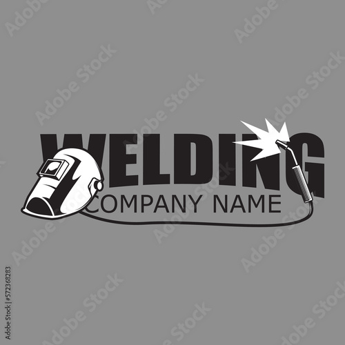 welding mask with torch and company name