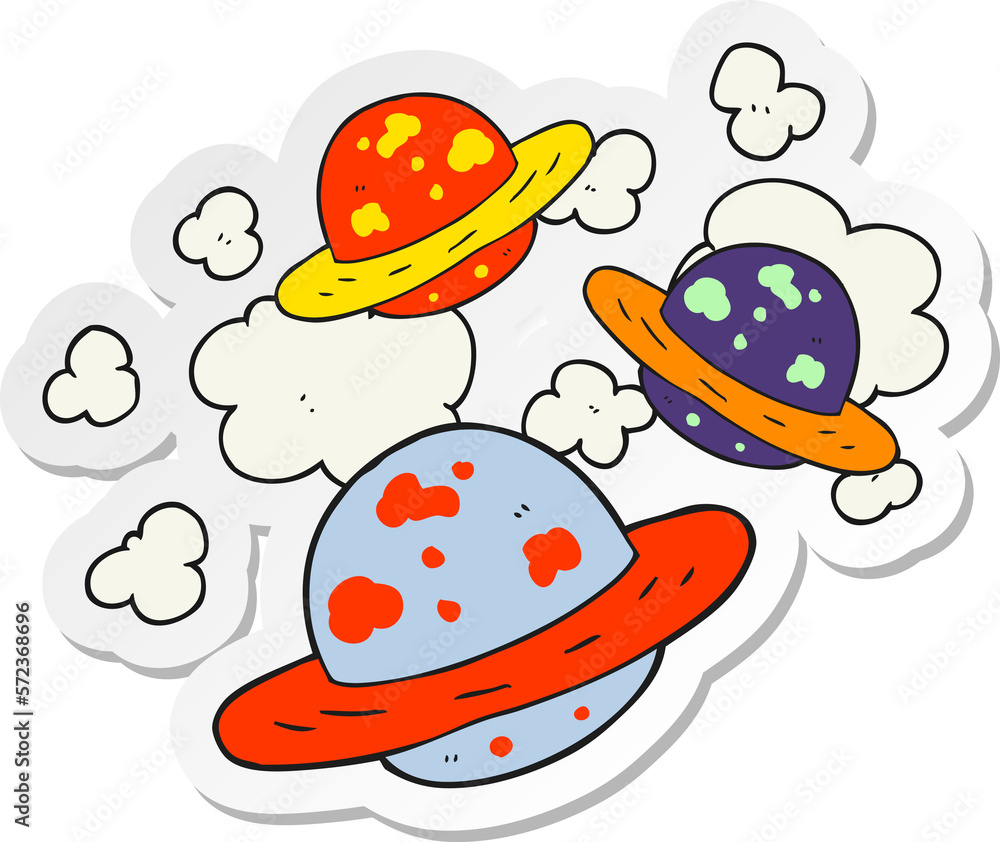 sticker of a cartoon planets sticker of a cartoon planets