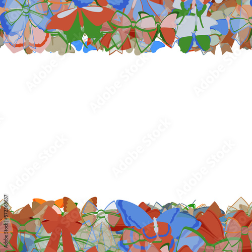 Background pattern abstract design texture. Horizontal seamless stripes. Border frame, transparent background. Theme is about Butterfly, background, spring, art, silhouette, wildlife, gorgeous