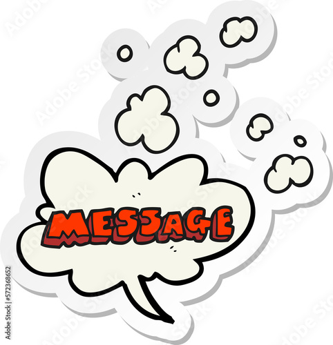 sticker of a cartoon message text