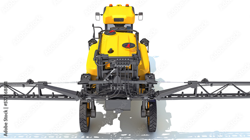 Obraz premium Self Propelled Farm Sprayer 3D rendering on white background