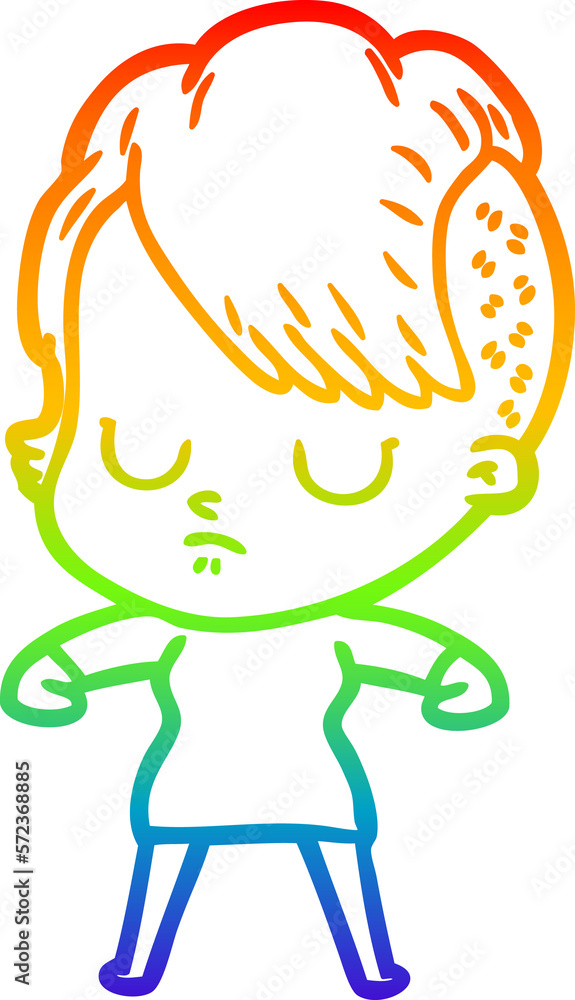 rainbow gradient line drawing cartoon woman rainbow gradient line drawing cartoon woman