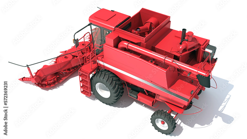 Combine Harvester 3D rendering on white background Combine Harvester 3D rendering on white background