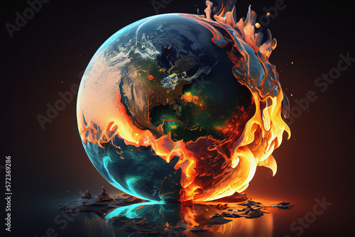 illustration of the burning earth. concept of climate change