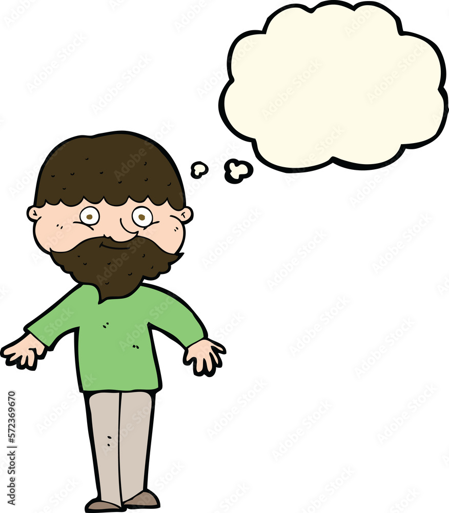 cartoon happy man with thought bubble cartoon happy man with thought bubble