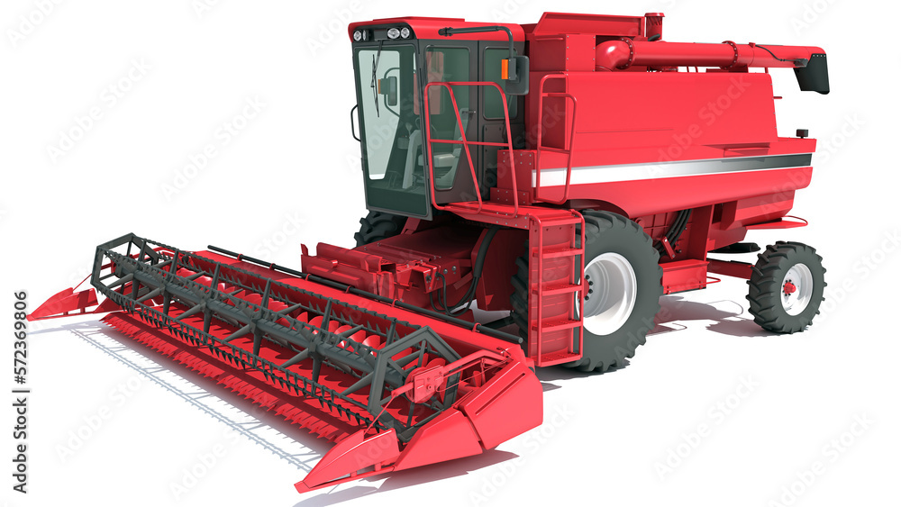 Combine Harvester 3D rendering on white background