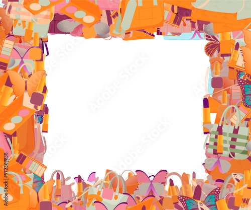 Background pattern abstract design texture. Border frame, transparent background. Theme is about Piano Key, summer, personal, businesswoman, accessories, handle, ointment, store, handbag