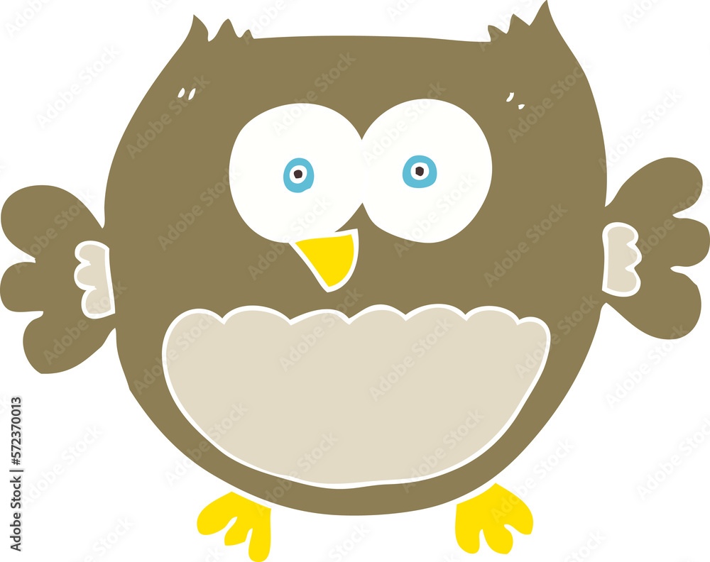 flat color illustration of a cartoon owl flat color illustration of a cartoon owl