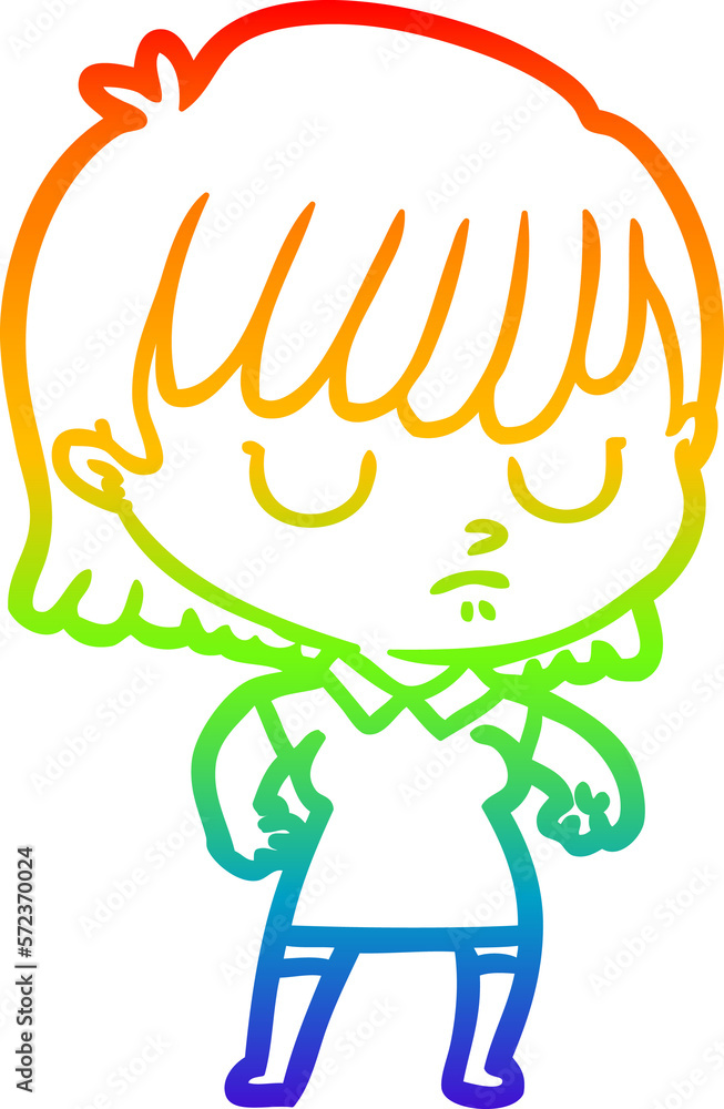 rainbow gradient line drawing cartoon woman rainbow gradient line drawing cartoon woman