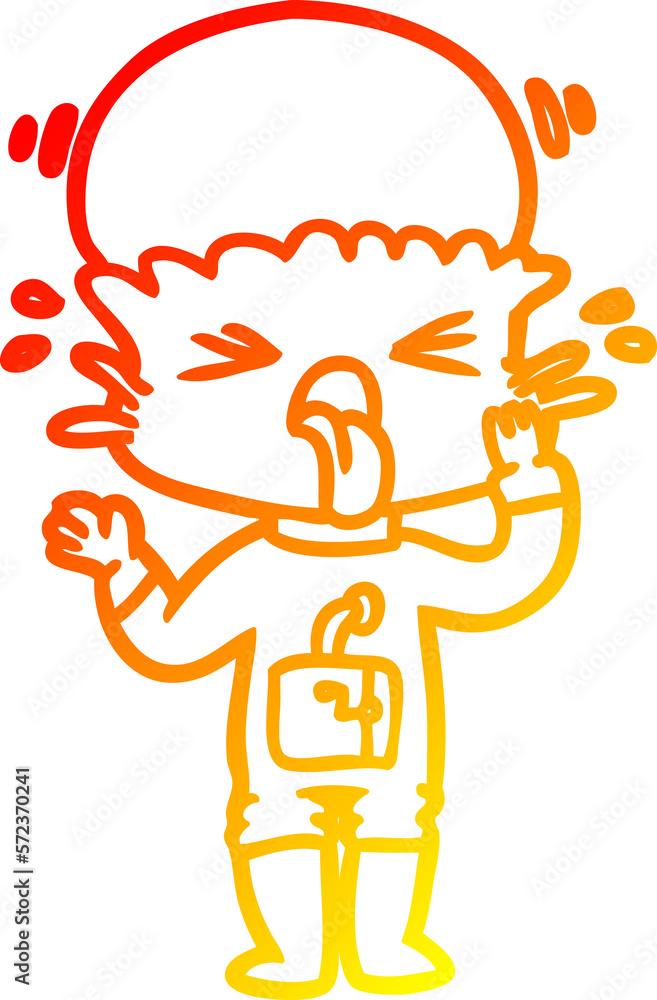 Fototapeta premium warm gradient line drawing weird cartoon alien