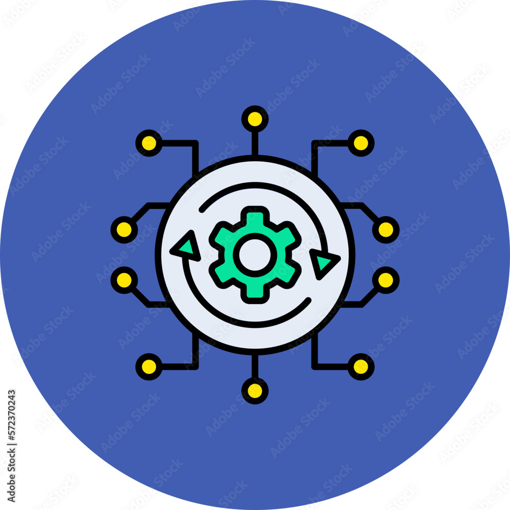 Process Multicolor Circle Filled Line Icon Process Multicolor Circle Filled Line Icon