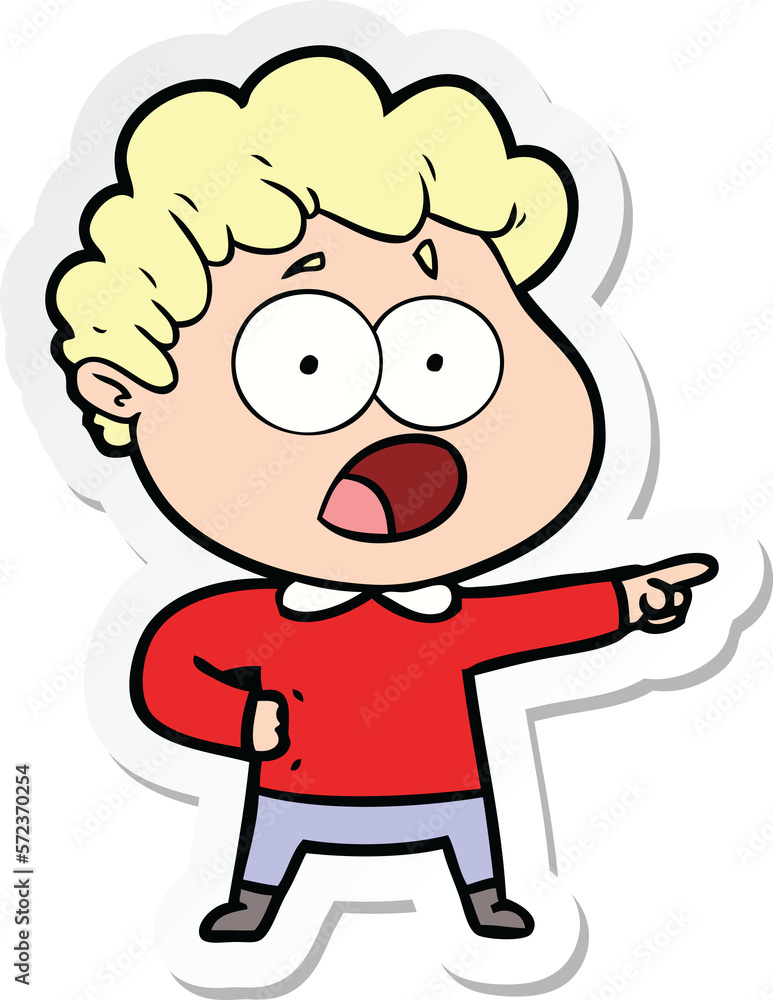 sticker of a cartoon man gasping in surprise sticker of a cartoon man gasping in surprise