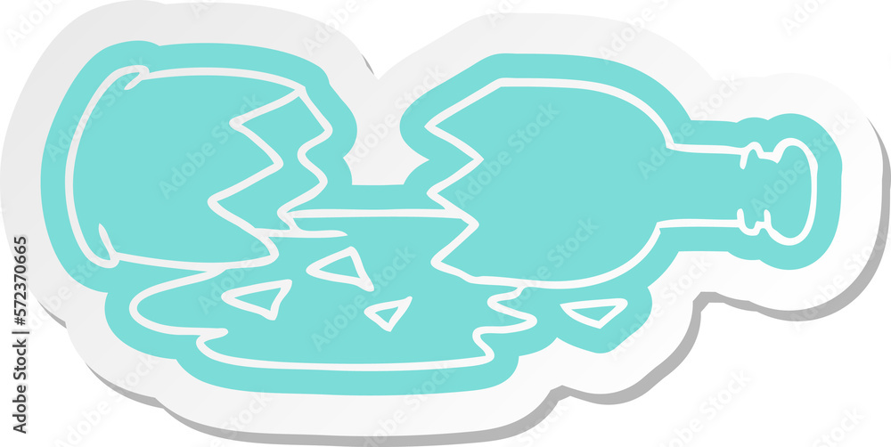 cartoon sticker of a broken bottle cartoon sticker of a broken bottle