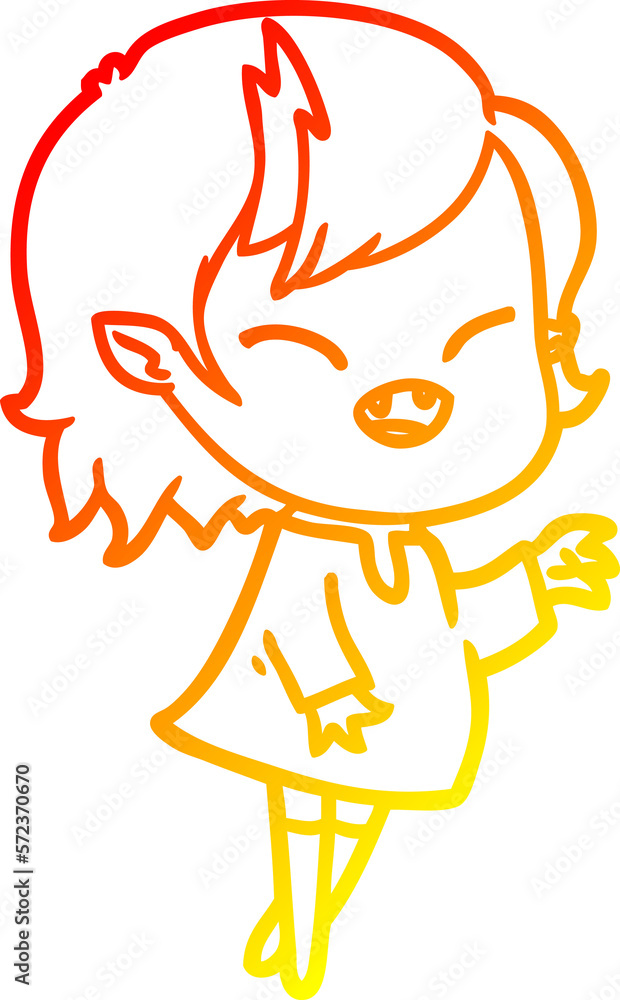warm gradient line drawing cartoon laughing vampire girl warm gradient line drawing cartoon laughing vampire girl