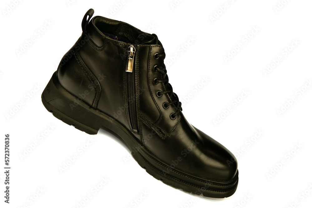 Men's black shoes.demi - season shoes . classic black leather lace-up shoes.women's shoes.summer beauty. on a white isolated background. high heels.Close-up.A place for copying text Men's black shoes.demi - season shoes . classic black leather lace-up shoes.women's shoes.summer beauty. on a white isolated background. high heels.Close-up.A place for copying text