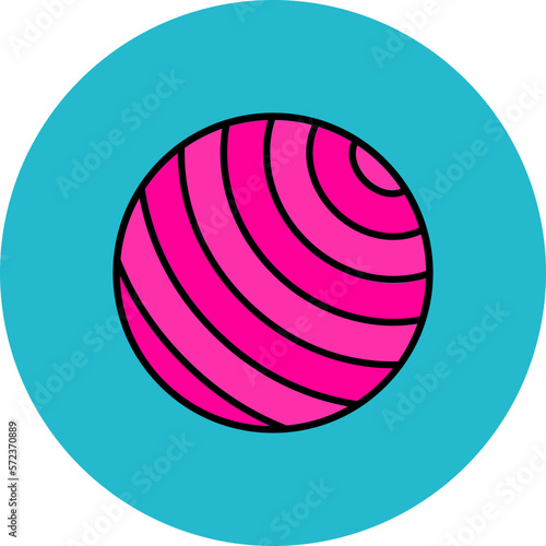 Gym Ball Multicolor Circle Filled Line Icon