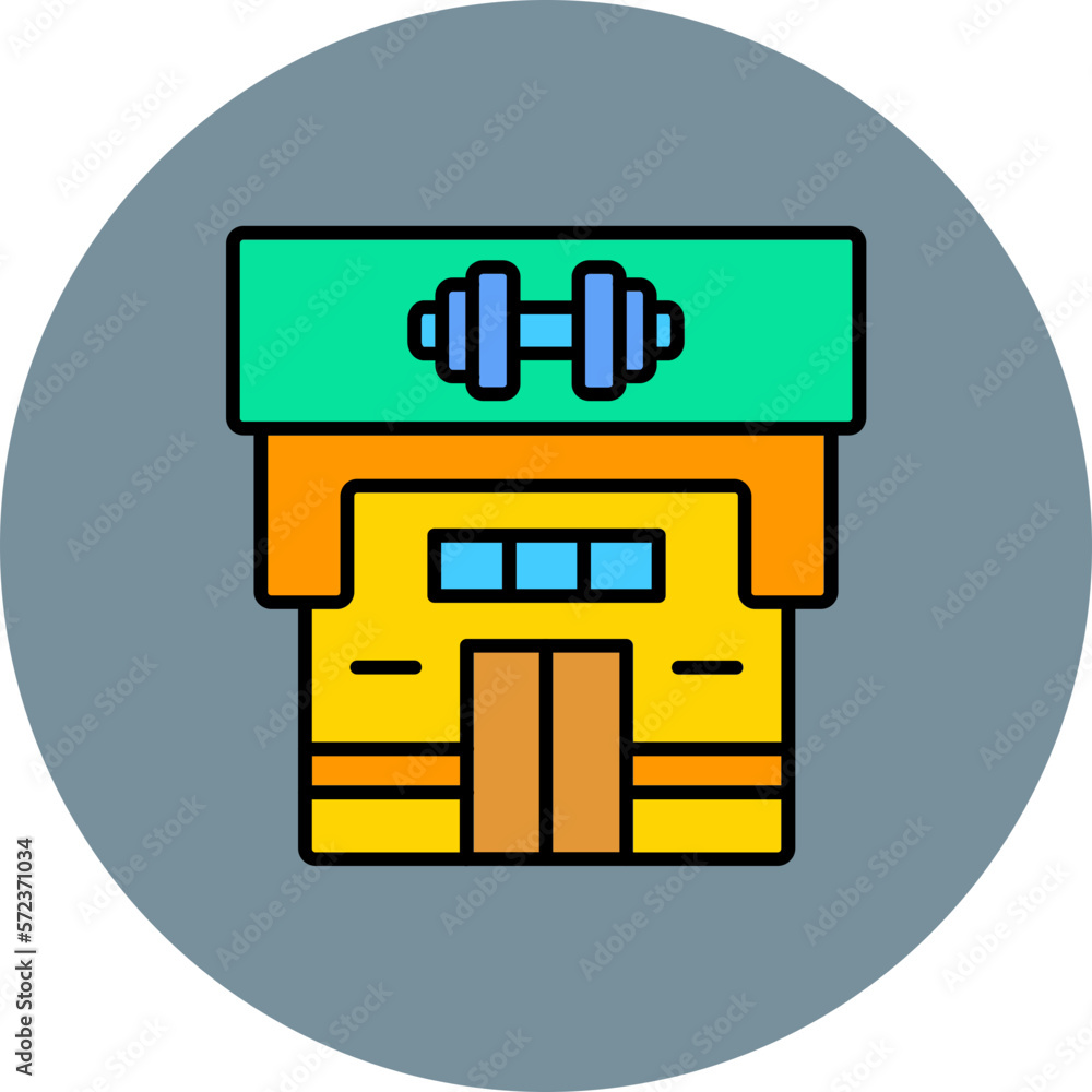 Gym Multicolor Circle Filled Line Icon Gym Multicolor Circle Filled Line Icon