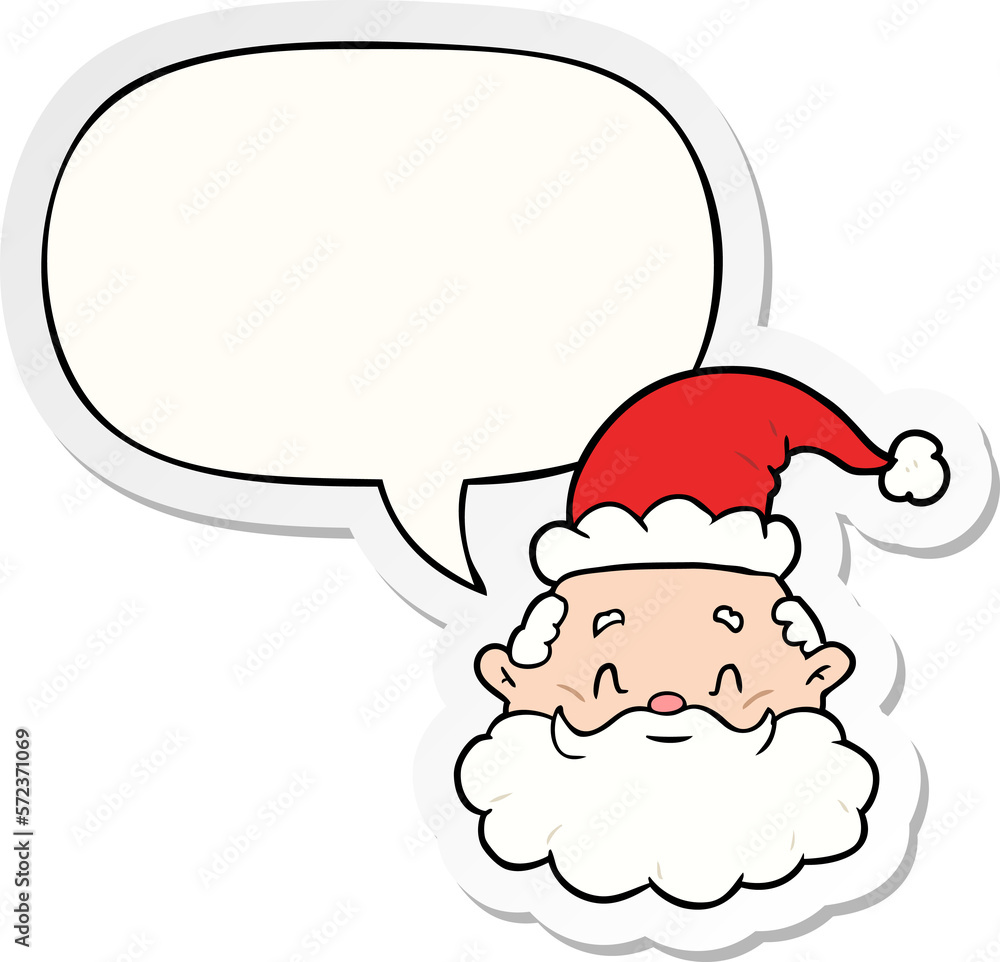 cartoon santa claus face and speech bubble sticker cartoon santa claus face and speech bubble sticker
