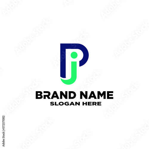 initial PI letter logo design