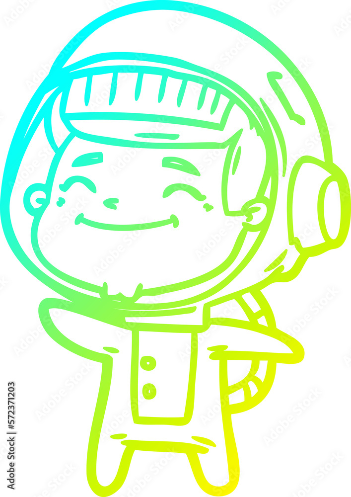 cold gradient line drawing happy cartoon astronaut cold gradient line drawing happy cartoon astronaut