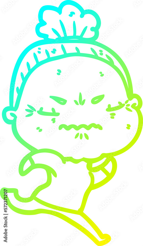 cold gradient line drawing cartoon annoyed old lady cold gradient line drawing cartoon annoyed old lady