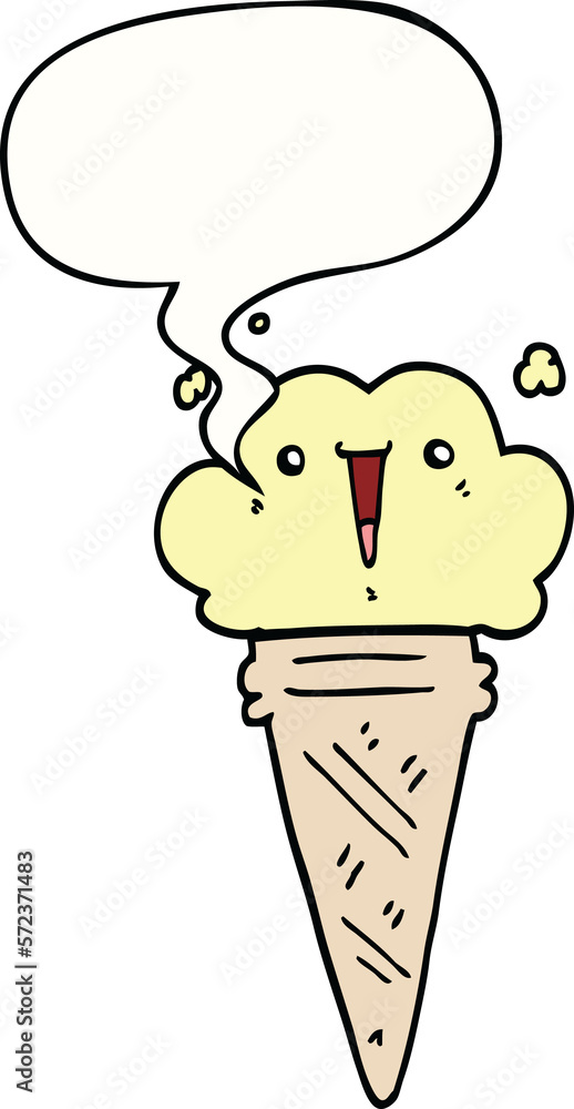 cartoon ice cream and face and speech bubble cartoon ice cream and face and speech bubble