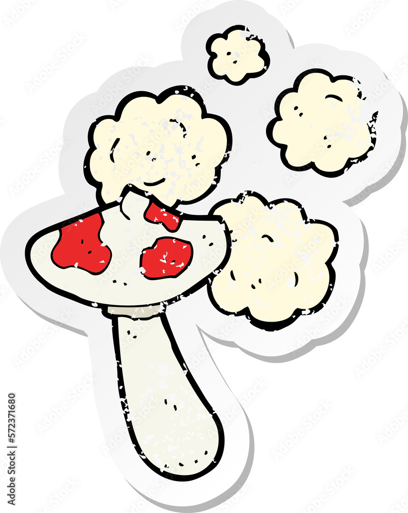 retro distressed sticker of a cartoon toadstool mushroom retro distressed sticker of a cartoon toadstool mushroom