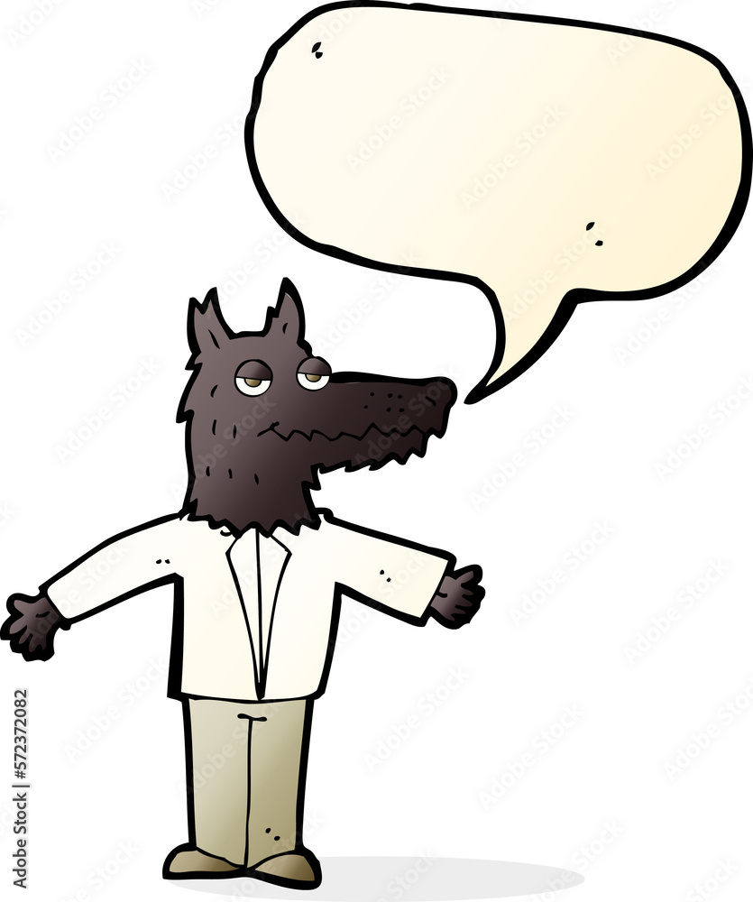 cartoon wolf with speech bubble cartoon wolf with speech bubble