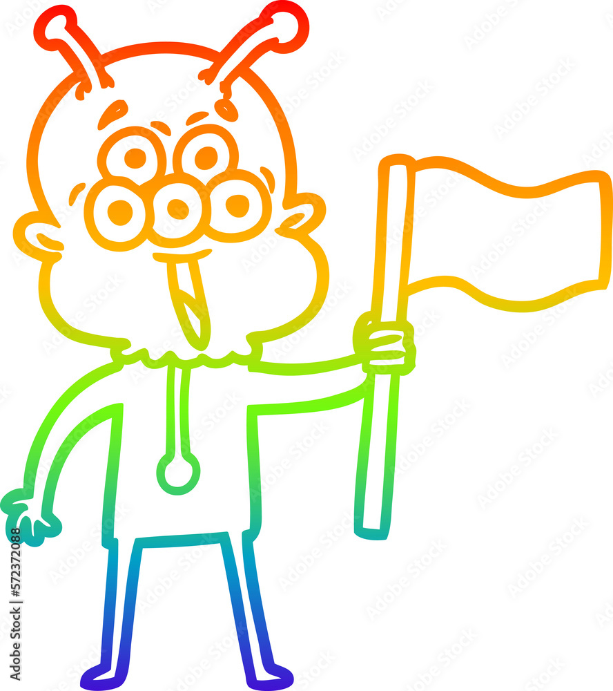 rainbow gradient line drawing happy cartoon alien rainbow gradient line drawing happy cartoon alien