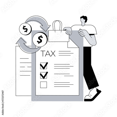 Claim your documents abstract concept vector illustration. Deductions, tax credits and expenses, job earnings, financial report, money refund, online tax form filing software abstract metaphor.