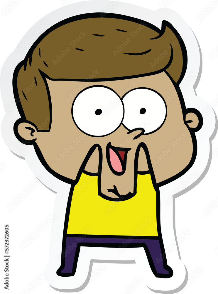 sticker of a cartoon happy man sticker of a cartoon happy man