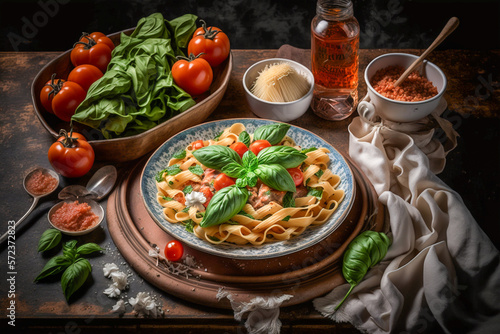 italian dishes typical background  generative ai