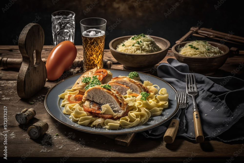 german food background, dishes, restaurant, generative ai