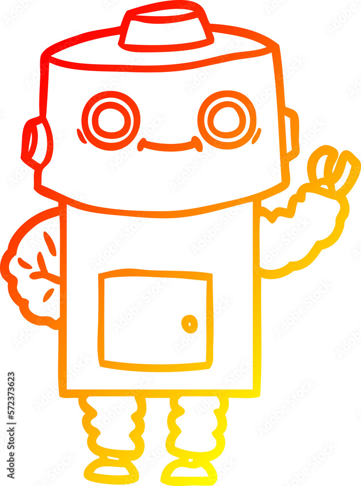 Naklejka premium warm gradient line drawing cartoon robot