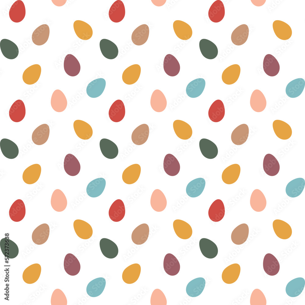 Hand drawn Easter seamless pattern of color eggs; great for textiles, banners, wallpaper, wrapping  design. Vector illustration.