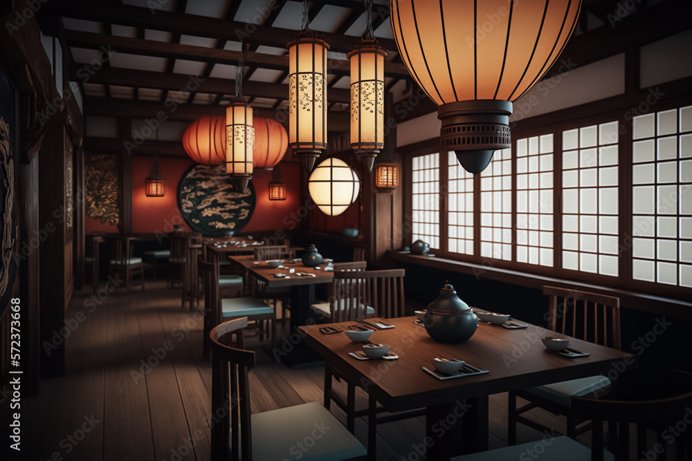 Fancy asian restaurant interior design, generative ai Stock ...