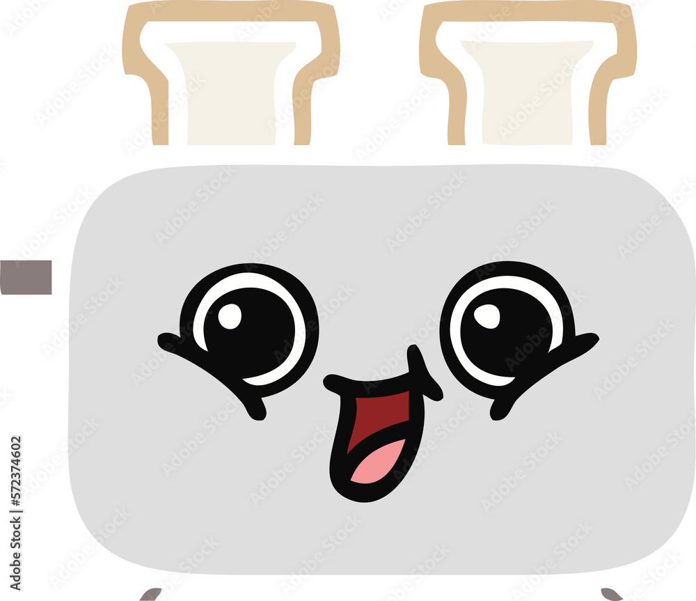flat color retro cartoon of a toaster flat color retro cartoon of a toaster