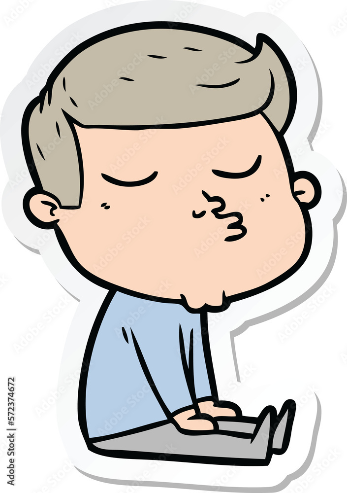 sticker of a cartoon model guy pouting sticker of a cartoon model guy pouting
